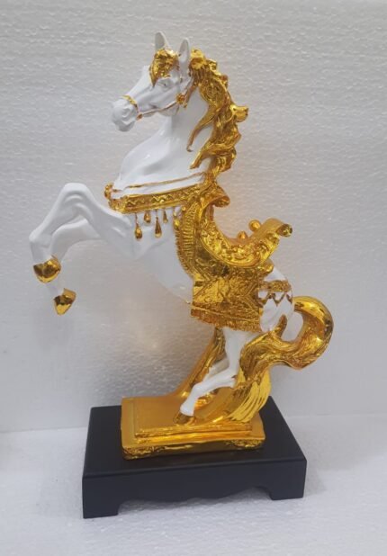 Premium Royal White Gold Horse Statue